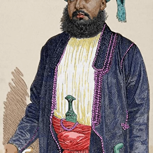 Bargash bin Said (1837-1888). Colored engraving