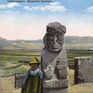 Bolivia, South America - Stone statue at Tiwanaku