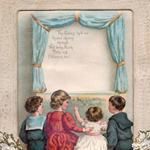 Four children on a Christmas card