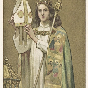 Collectors card, bishop holding a mitre