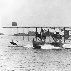 Curtiss Nc-2 Seaplane Taxiing after Landing in Water
