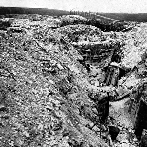 A damaged German trench near the French village of Ovillers-