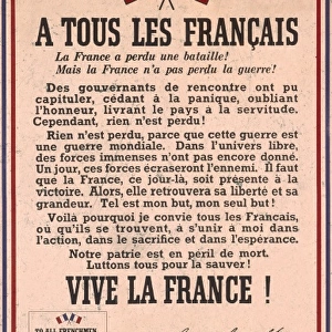 French poster from General de Gaulle, WW2