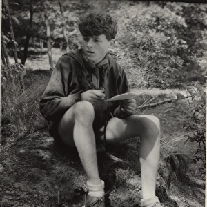 German boy scout on an outdoor activity