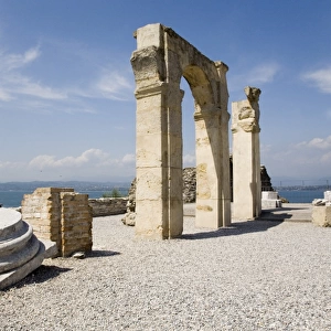 ITALY. Sirmione. Roman baths and Lake Garda