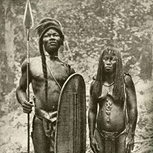 Mongo tribesman and wife, Belgian Congo, Central Africa