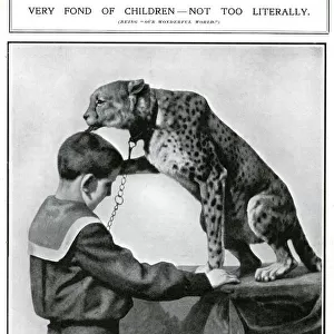 A pet cheetah in Paris, 1909