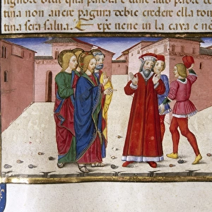 As the rabbi of the synagogue (Jairo) talks with Jesus, a ma
