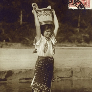 Romanian Woman - carrying water
