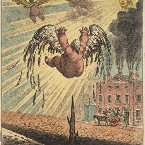 Satirical political cartoon, The Fall of Icarus