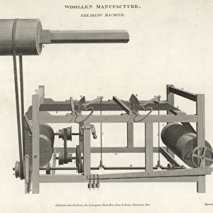 Shearing machine used in wool manufacture, 18th century
