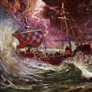 Ship in a storm, The Tempest, Shakespeare