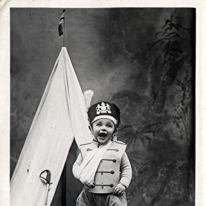 Small Boy Dressed as Soldier with Tent, England