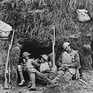 Soldiers resting in trench 1918
