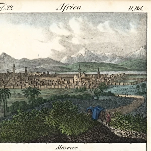 View of the city of Marrakech, Morocco, North Africa, 1800s