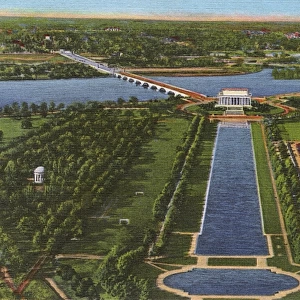 Washington DC, USA - Lincoln Memorial - Birdss eye view