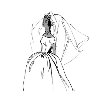 Wedding dress of Jill Benton Jones by Norman Hartnell