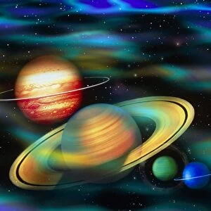 Computer artwork of Solar System planets