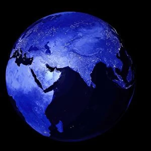 Eurasia and Africa at night