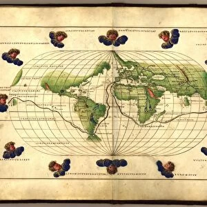 Magellans route, 16th century map