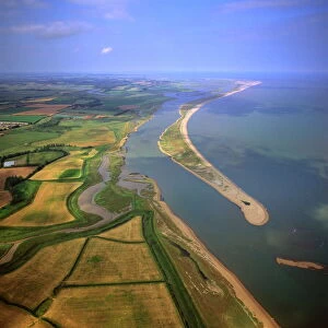 Aerial view of Orford Ness (Orfordness), a cuspate foreland shingle spit