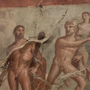 Ancient painted Roman fresco in Herculaneum, UNESCO World Heritage Site, Campania, Italy, Europe