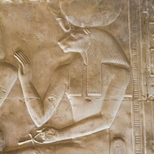 Bas-relief of the Goddess Sekhmet, Temple of Seti I, Abydos, Egypt, North Africa, Africa