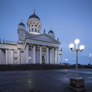 Exterior of Helsinki Cathedral at night, Helsinki, Finland, Europe