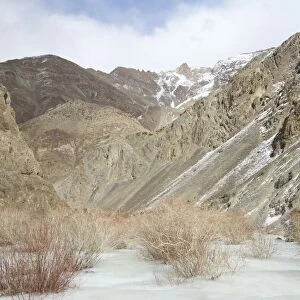 Frozen river in Rumbak Valley, Hemis National Park, Ladakh, India, Asia