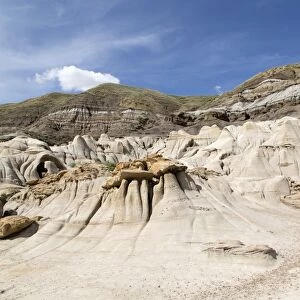 The hoodoos, rock formations formed by the erosion of Bentonite in the Badlands close