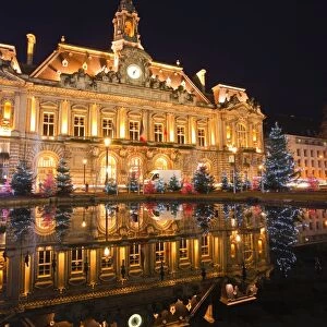 The Mairie (town hall) of Tours lit up with Christmas lights, Tours, Indre-et-Loire, France, Europe