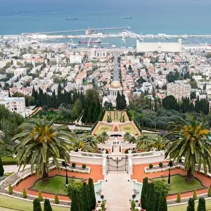 View over the Bahai Gardens, Haifa, Israel, Middle East