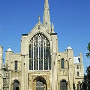 West front of the Cathedral, Norwich, Norfolk, England, United Kingdom, Europe