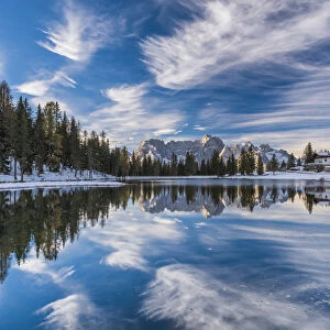 Clouds Reflecting in Lake Antorno, Dolomites, South Tyrol, Italy