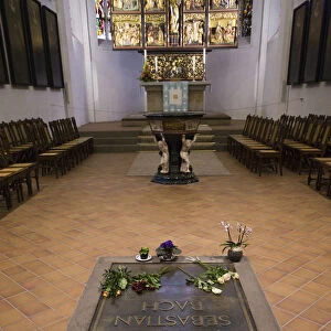 Germany, Saxony, Leipzig, Thomaskirche church, burial place of J. S. Bach