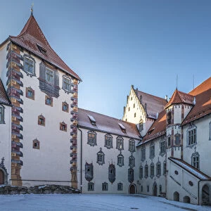 Inner courtyard of the High Castle of Fuessen, Allgaeu, Bavaria, Germany