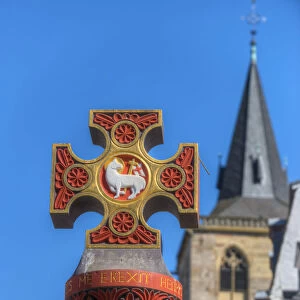 Market cross with Dome at Hauptmarkt, Trier, Rhineland-Palatinate, Germany
