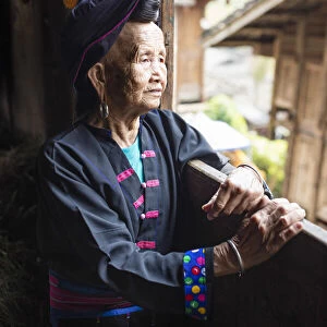 Portrait of Chinese lady in traditional dress, Longji, Longshen, Guangxi, China