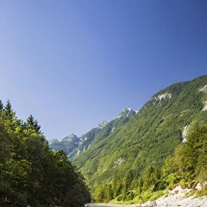 Slovenia, Goriska Region, Bovec. A popular stretch of the Soca River known as Velika