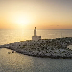 Vieste lighthouse, during a warm summer sunrise, municipality of Vieste, Foggia province