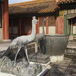 Bronze Phoenix and Crane in courtyard within Imperial Palace (Forbidden City) Beijing