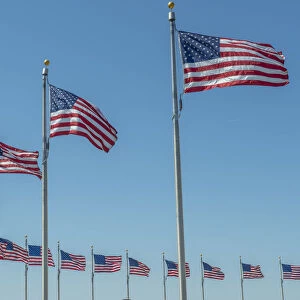 flags by Washington Monument, Washington, DC, USA
