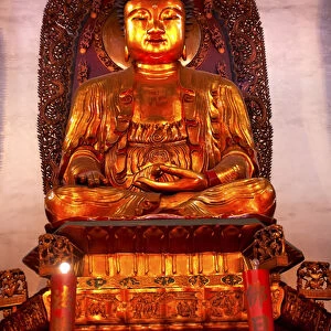 Gold Buddhist Statue Jade Buddha Temple Jufo Si Shanghai China Most famous buddhist
