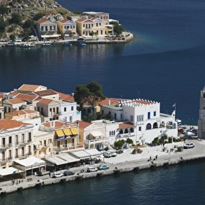 GREECE, Dodecanese Islands, SYMI, Symi Town / Gialos: View of Symi Harbor