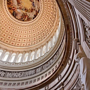 Lincoln Statue Rotunda, US Capitol Dome Apothesis of George Washington Inside Washington