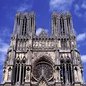 Reims Cathedral, a World Heritage Site, in Marne Department, France, is the traditional