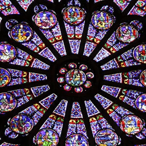 A rose window in Notre Dame cathedral, Paris, France