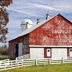 USA, West Virginia, Arbovale. Monongahela National Forest, old barn, autumn