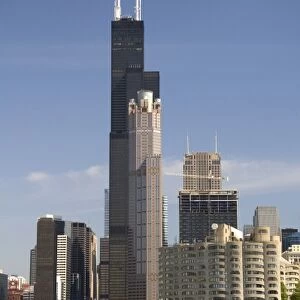 Willis Tower formerly known as the Sears Tower located along the Chicago River in Chicago