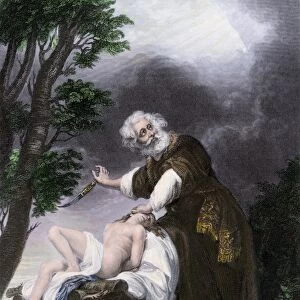 Abraham about to sacrifice his son